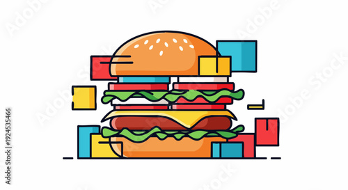 A delicious double cheeseburger with lettuce and tomato.