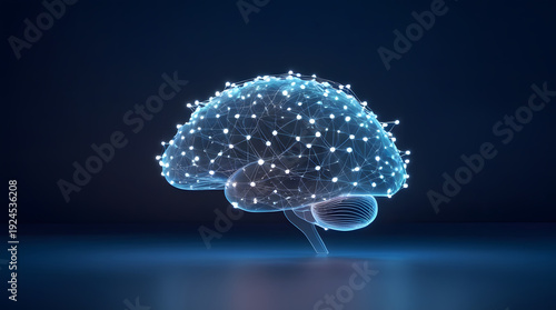 Glowing Neural Network Brain on Deep Navy Background for Corporate AI Concep