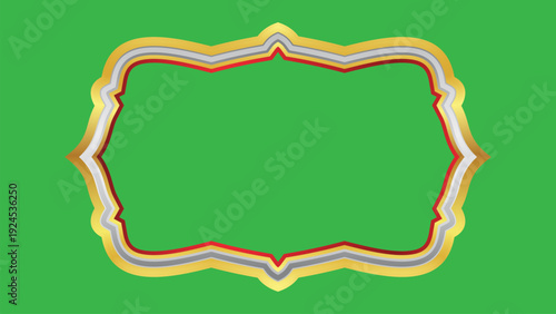 Elegant gold ornamental decorative frame with green background. Vintage luxury border template suitable for labels