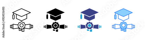 Academic icon set multiple style collection