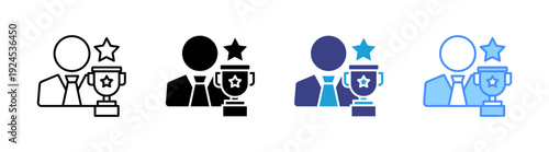 Achievement icon set multiple style collection