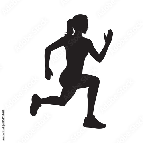Silhouette of a woman actively running captured in a dynamic pose