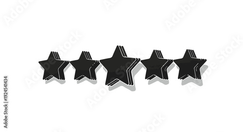 Five black stars with white outline on white background, symbolizing excellence, rating, or achievement in a minimalist design
