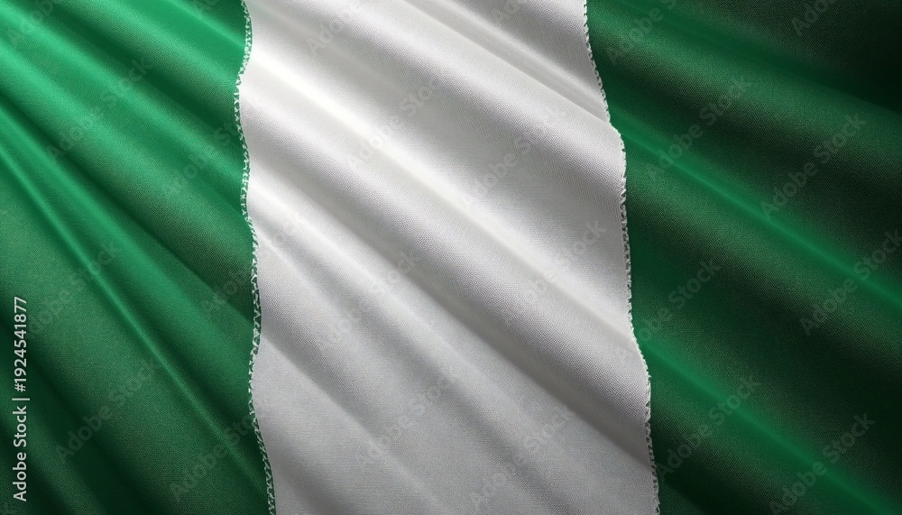 Obraz premium The Nigerian flag waving with green and white stripes