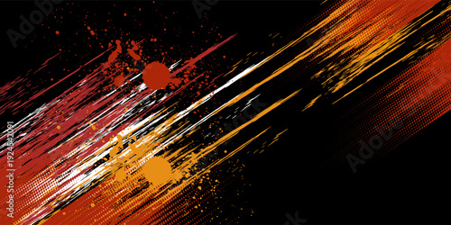 Sublimation jersey design vector grunge brush splash background, techno sporty elements wallpaper, black white yellow pink color combination, sportswear shirt. eps 10Print