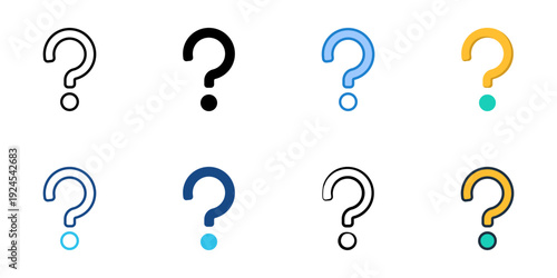 Question mark icons set multiple style collection. Editable stroke 

