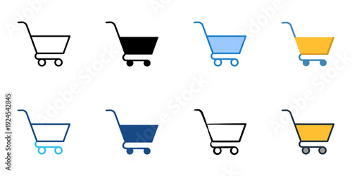 Shopping cart icons set multiple style collection. Editable stroke 
