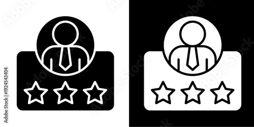 Employee Rating  Icon Set White Glyph Style Collection