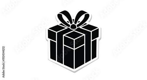 Black gift box with ribbon present wrapping icon symbol for gifting giving occasions