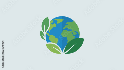 Earth globe with green leaves eco friendly symbol environmental conservation concept sustainable planet