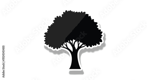 Tree silhouette, black tree icon, tree shadow, nature symbol, environmental logo on white background, eco friendly, simple illustration