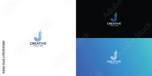 technology logo vector. J initial logo design