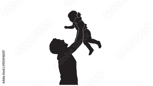 Father and Child Silhouette in Playful Joy with Soft Backlighting on for Family Themes Transparent Background