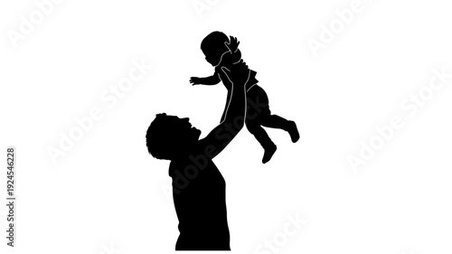 Father and Child Silhouette in Playful Joy with Soft Natural Lighting on for Family Advertising Transparent Background