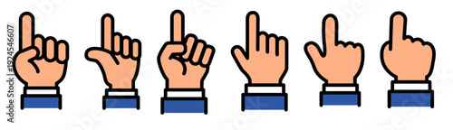 クリック・タップ操作表現     ポイント　チェック、ハンドジェスチャーアイコンセット　色変更、線幅変更可能　