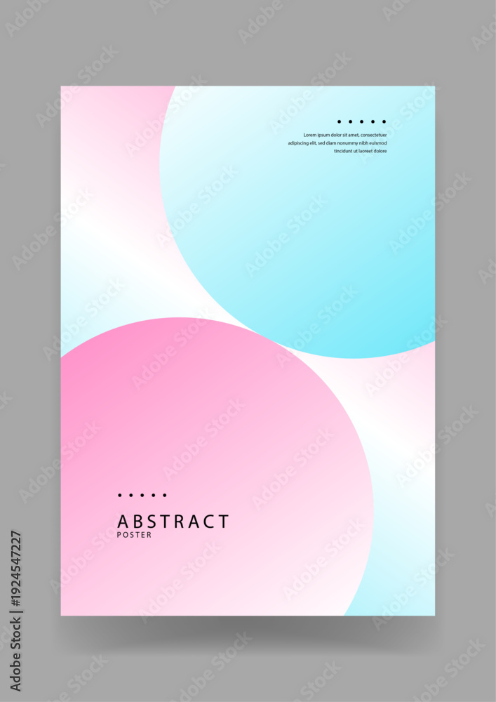 Fototapeta premium Minimalist abstract poster design featuring two large intersecting circles with soft pink and blue pastel gradients on a clean background