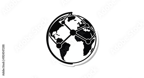 Global connections earth map with lines linking continents international business travel communication concept