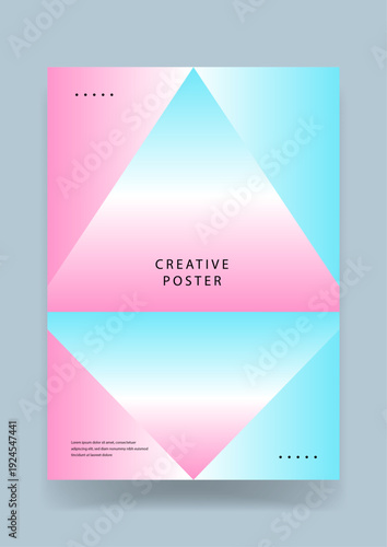 Minimalist creative poster featuring a clean geometric triangle composition with soft pastel gradients and spacious white background