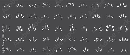 "Hand Drawn Doodle Shine Sunburst Set – Surprise Pop Ray Frame, Sparkle Scribble Headline Emphasis Vector Collection"