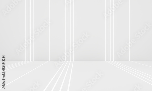 White stage background with neon lights