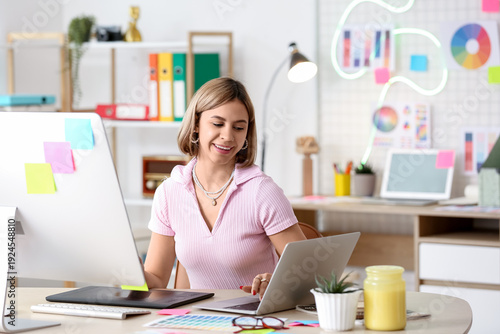 Female web designer working...