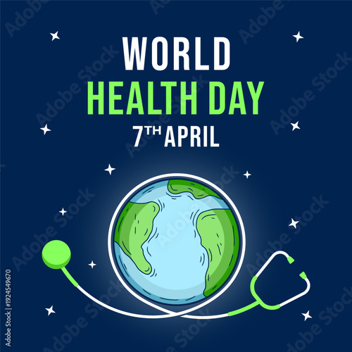 world health day illustration vector, Simple illustration of health day with flat colors