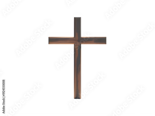 Simple wooden cross isolated on a transparent background for religious themes