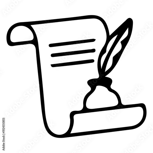 Quill and Scroll Writing Icon