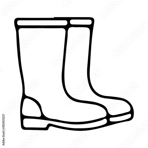 Rubber Rain Boots Outline Icon