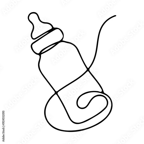 Minimalist Baby Bottle Line Art