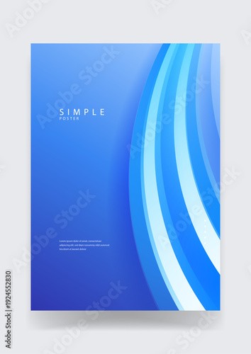 Simple poster design featuring light blue multilayered curved shapes