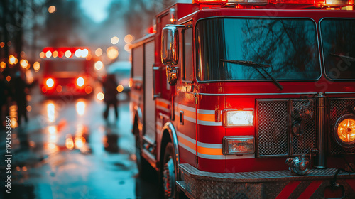 Approaching a fire truck on the street