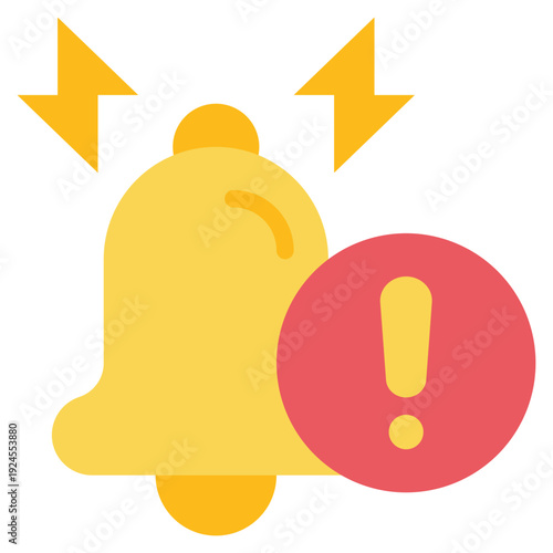 bell loud alert signal exclamation flat style icon