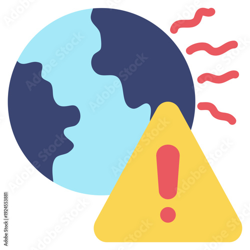 earth global warming environment alert warning exclamation flat style icon