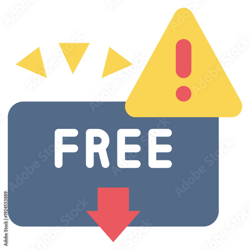 free download alert warning exclamation virus scammer flat style icon