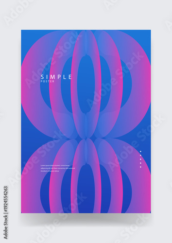 Deep blue simple poster featuring overlapping pink and purple glowing ellipses creating a futuristic 3D tunnel perspective and depth effect
