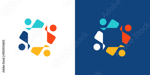 Dual meaning logo combining teamwork, unity, and family elements, symbolizing collaboration, togetherness, trust, support, and strong connected relationships within a shared vision.