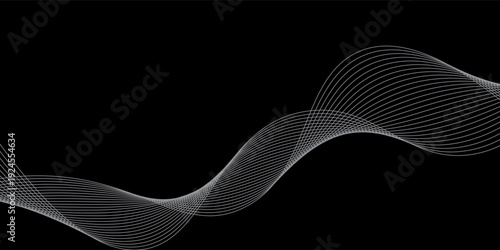 Dark abstract background with a glowing abstract waves, abstract background