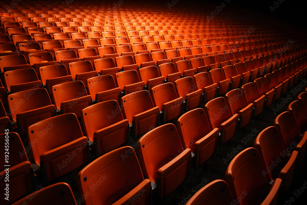 Obraz premium Seating arrangement in an empty sports stadium during daylight hours 