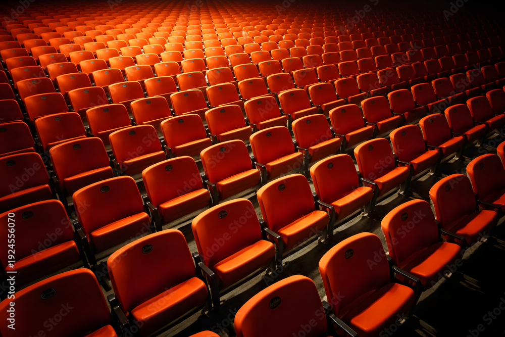 Obraz premium Seating arrangement in an empty sports stadium during daylight hours