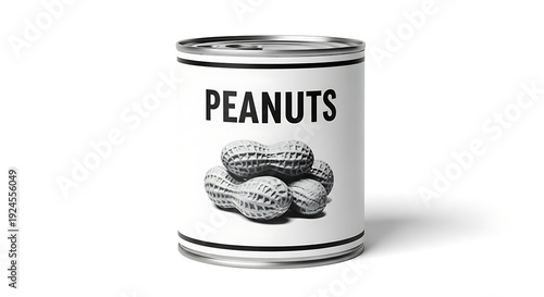 A can of peanuts on a white background