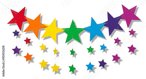 A colorful heart made of stars on a white background