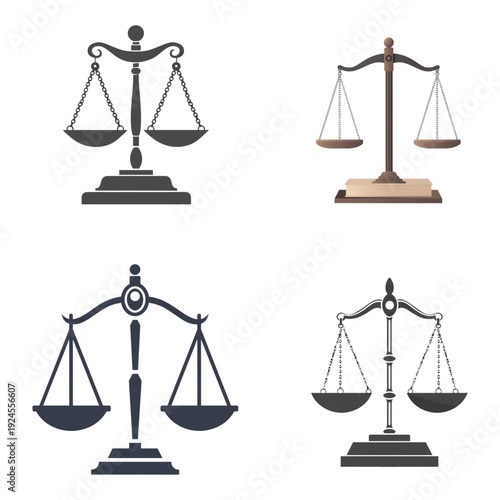 Legal scale icon on white background, simple vector symbol for business law concept, isolated symbol for app interface web design presentation infographic branding marketing print clipart high detail