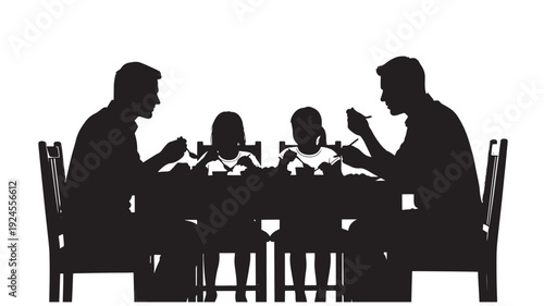 Family dinner silhouette in intimate atmosphere with soft backlighting on for family Transparent BACKGROUND