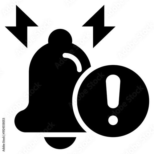 bell loud alert signal exclamation solid glyph icon