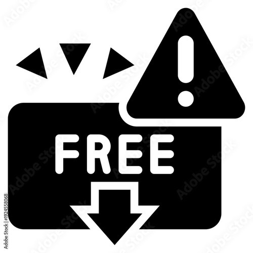 free download alert warning exclamation virus scammer solid glyph icon