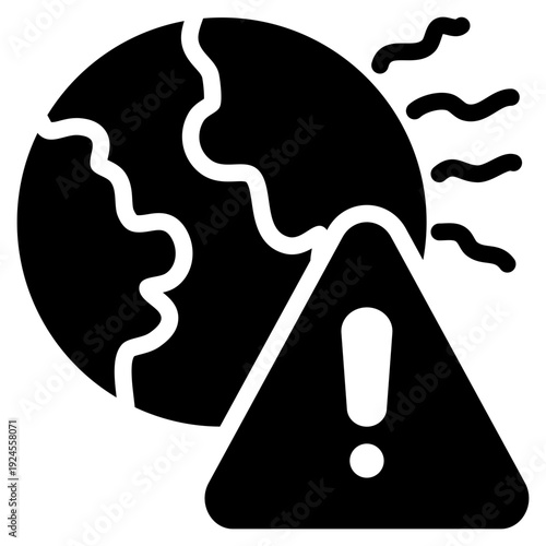 earth global warming environment alert warning exclamation solid glyph icon