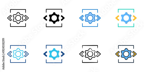Code icons set multiple style collection. Editable stroke 
