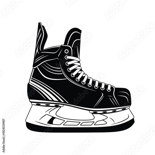 Ice hockey skate vector image for sport equipment black and white outline drawing