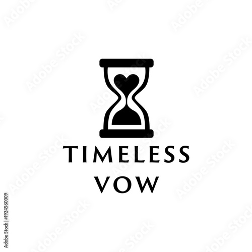 Hourglass logo symbolizing everlasting love, perfect for wedding invitations, anniversary cards, romantic presentations, and relationship-themed designs. Eternal love captured.